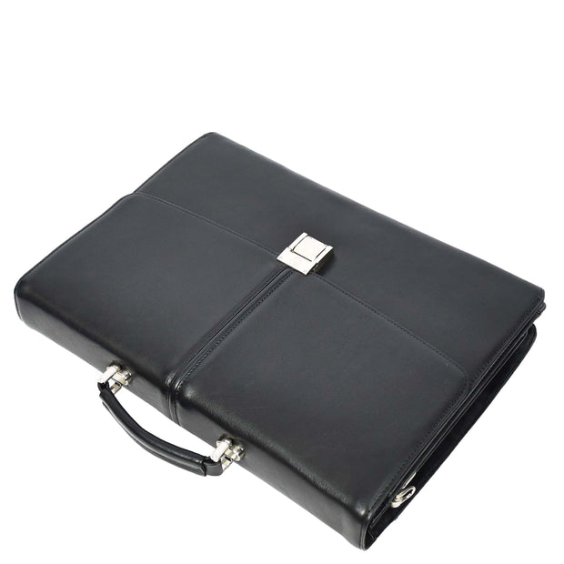 Real Leather For Mens Business Briefcase Large Multi-Compartment Laptop Bag A954 Black