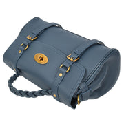 Womens Leather Handbag Top Handle Satchel with Braided Handle Casual Fashion Bag Swag Navy
