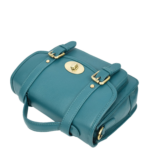 Woman's Leather Crossbody Satchel Handbag, Top Handle Purse with Gold Hardware Fallon