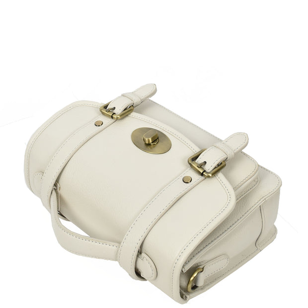 Woman's Leather Crossbody Satchel Handbag, Top Handle Purse with Gold Hardware Fallon