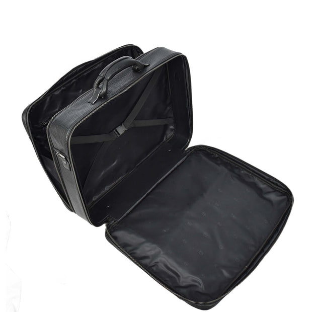 Genuine Leather Briefcase Style Large Multi-Pocket Business Travel Work Office Bag A512 Black