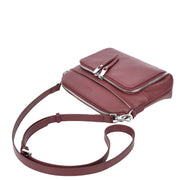 Womens Leather Crossbody Bag Multi-Pocket Shoulder Handbag Slim Sling Messenger June Burgundy