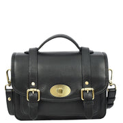 Woman's Leather Crossbody Satchel Handbag, Top Handle Purse with Gold Hardware Fallon