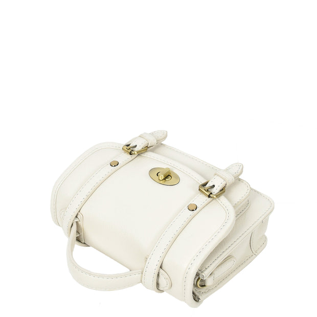 Leather Mini Crossbody Handbag For Womens, Top Handle Satchel Purse with Gold Hardware Trinket