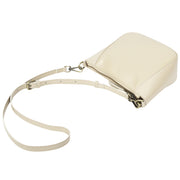 Womens Genuine Leather Cross Body Bag Small Zip Top Sling Handbag Liv White