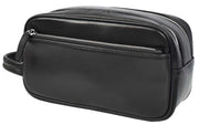 Genuine Leather Toiletry Travel Wash Bag Shaving Dopp Kit Organiser Pouch Ditty Black