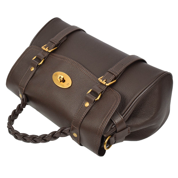 Womens Leather Handbag Top Handle Satchel with Braided Handle Casual Fashion Bag Swag Brown