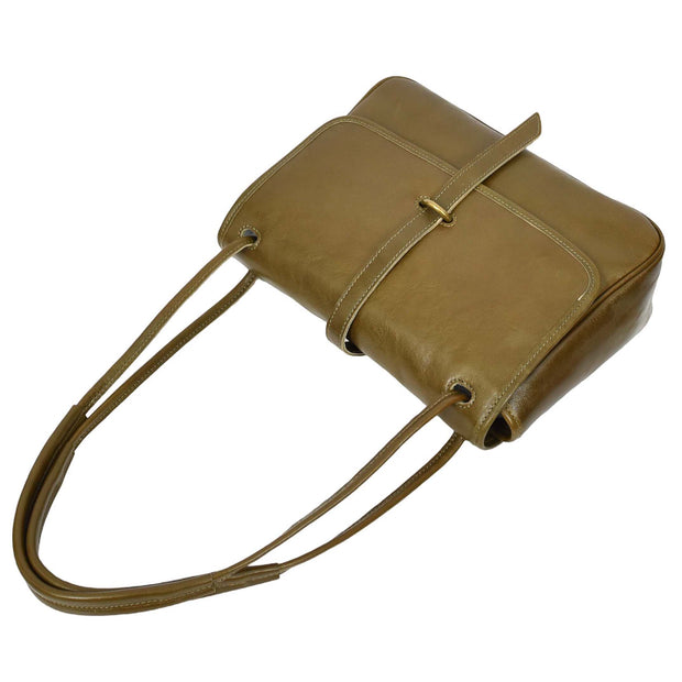 Ladies Leather Handbag 2-in-1 Shoulder Crossbody Bag Classic Organiser with Multiple Pockets Hilda Olive