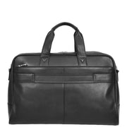 Real Leather Travel Holdall Mid Size Weekend Carry on Overnight Bag A008 Black