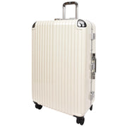 Premium Luggage Metal Frame Hard Side Spinner 8 Wheels TSA Latch PC Shell Suitcases Elite Beige large-1