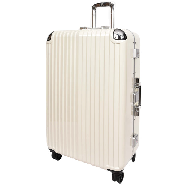 Premium Luggage Metal Frame Hard Side Spinner 8 Wheels TSA Latch PC Shell Suitcases Elite Beige large-1