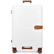 Hard Shell Suitcase with 4 Wheels Expandable Lightweight Travel Luggage with Brown Trim Digit Lock Jetpack White