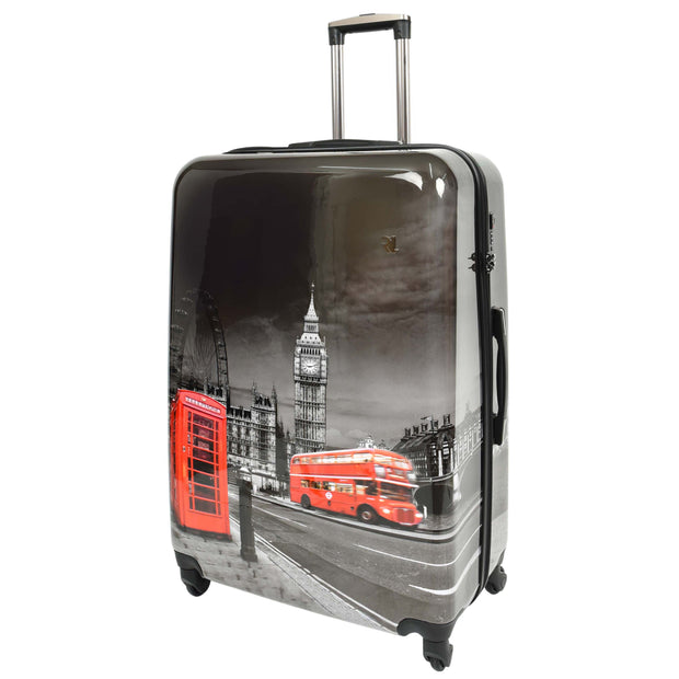 4 Wheel Luggage Hard PC Lightweight Suitcases Travel Bags London Landmarks Print