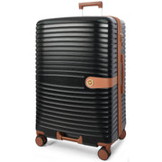 Hard Shell Suitcase with 4 Wheels Expandable Lightweight Travel Luggage with Brown Trim Digit Lock Jetpack Black