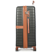 Hard Shell Suitcase with 4 Wheels Expandable Lightweight Travel Luggage with Brown Trim Digit Lock Jetpack Grey