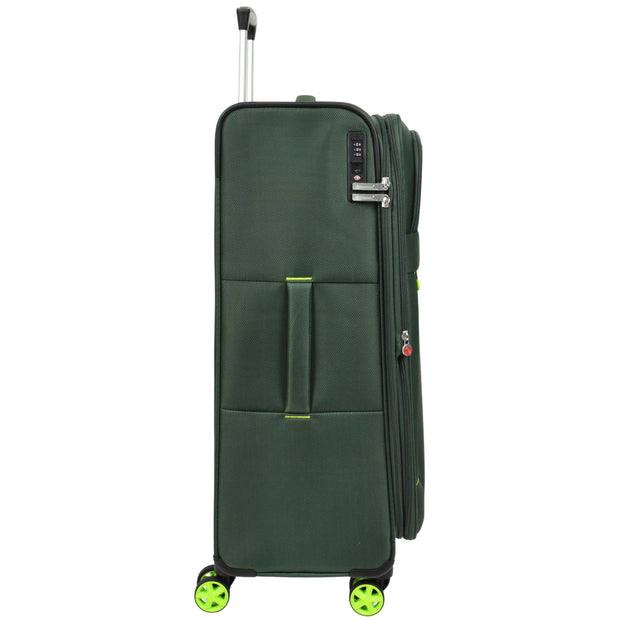 Dual 4 Wheel Soft Suitcases Lightweight Expandable Luggage TSA Lock Travel Bags Trivial Green