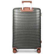 Hard Shell Suitcase with 4 Wheels Expandable Lightweight Travel Luggage with Brown Trim Digit Lock Jetpack Grey