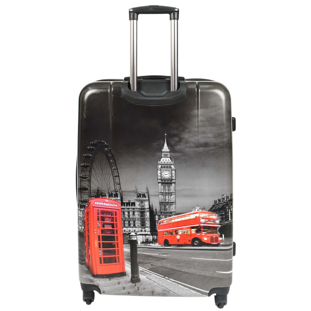 4 Wheel Luggage Hard PC Lightweight Suitcases Travel Bags London Landmarks Print