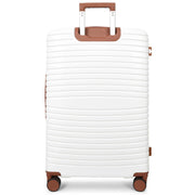 Hard Shell Suitcase with 4 Wheels Expandable Lightweight Travel Luggage with Brown Trim Digit Lock Jetpack White