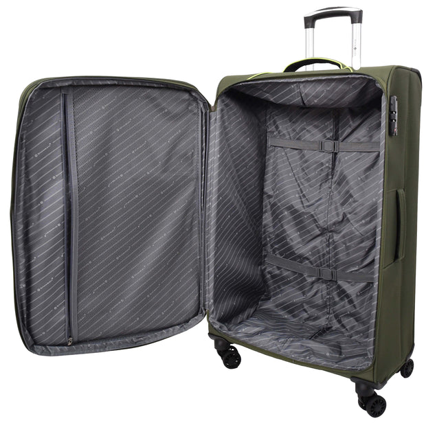 Lightweight 4 Wheels Soft Luggage Expandable TSA Lock Mercury Green