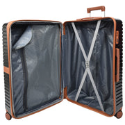 Hard Shell Suitcase with 4 Wheels Expandable Lightweight Travel Luggage with Brown Trim Digit Lock Jetpack Black