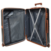 Hard Shell Suitcase with 4 Wheels Expandable Lightweight Travel Luggage with Brown Trim Digit Lock Jetpack Grey