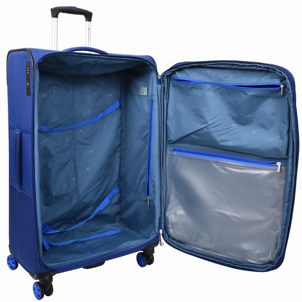 Dual 4 Wheel Soft Suitcases Lightweight Expandable Luggage TSA Lock Travel Bags Trivial Navy large-3