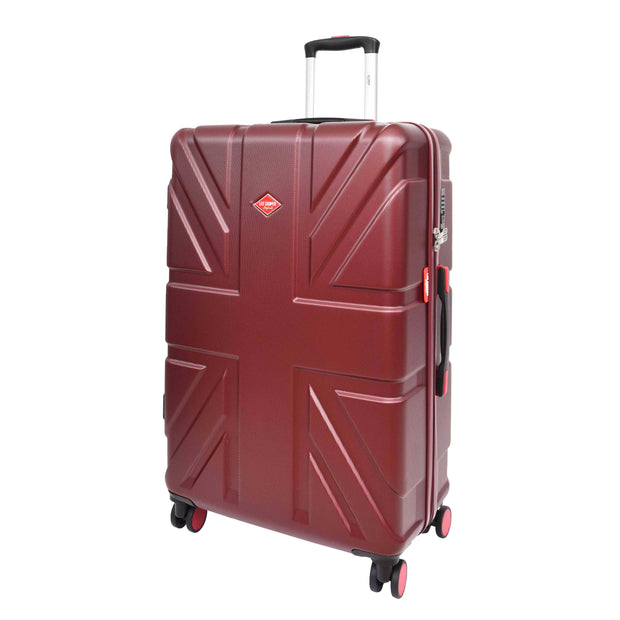 British Union Jack Hardside Spinner Suitcase 8 Wheels Hard Shell Travel Bag Burgundy large-1#