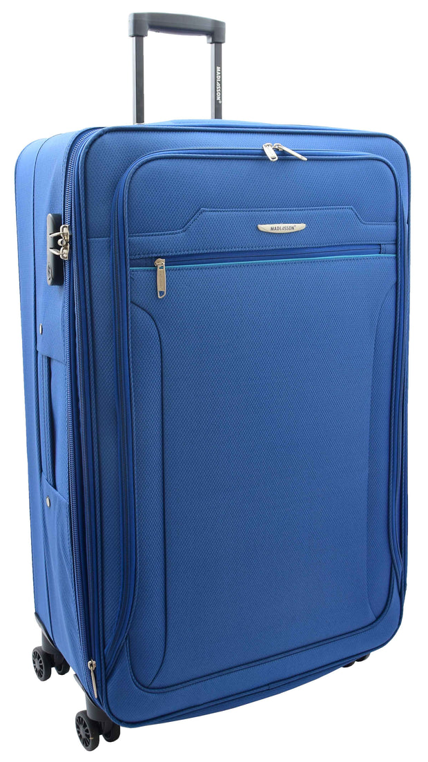 4 Wheel Suitcases Lightweight Soft Luggage Expandable Digit Lock Travel Bags Floaty Blue