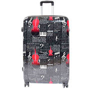 Dual 4 Wheel Luggage Hard Shell Music Print BELMORE 1