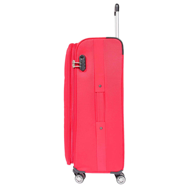 Lightweight 4 Wheel Luggage Expandable Soft Venus Red 4