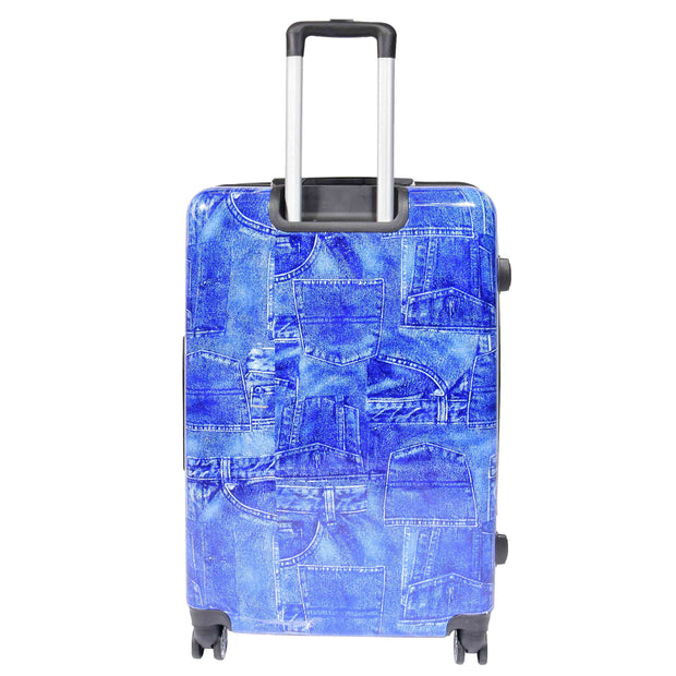 Blue Jeans Print Dual 4 Wheel Luggage Hard Shell Bluetown 5