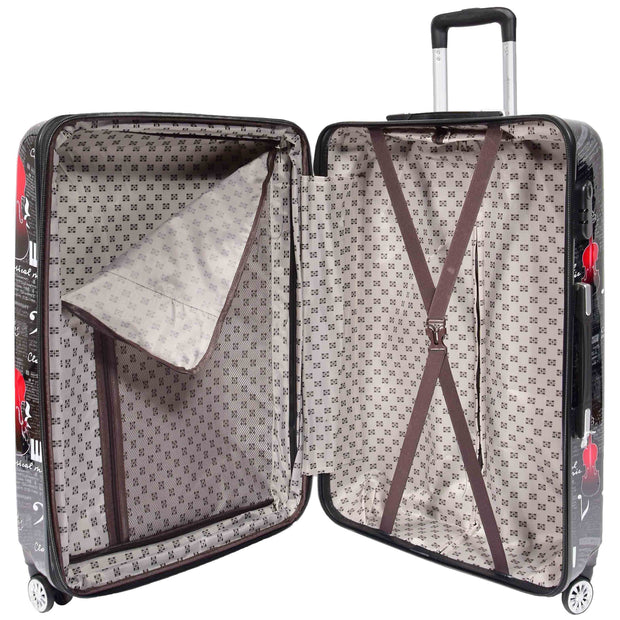 Dual 4 Wheel Luggage Hard Shell Music Print BELMORE 5