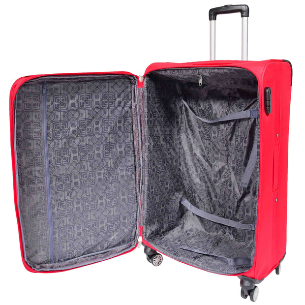 Lightweight 4 Wheel Luggage Expandable Soft Venus Red 6