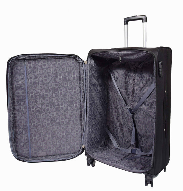 Lightweight 4 Wheel Luggage Expandable Soft Venus Black 6
