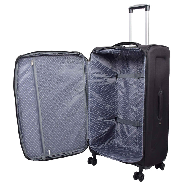 Expandable Four Wheel Soft Suitcase Luggage York Black 12