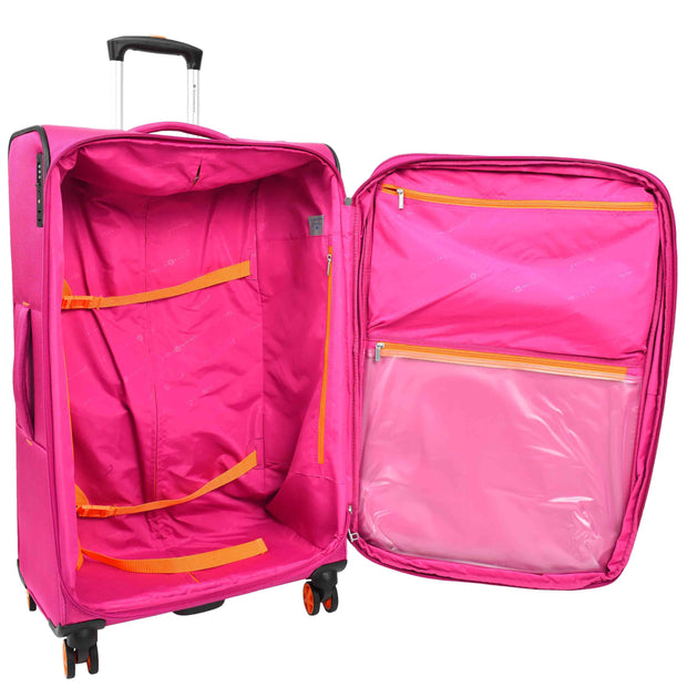 4 Wheel Soft Suitcases Lightweight Expandable Luggage TSA Lock Travel Bags Trivial Pink