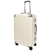 Premium Luggage Metal Frame Hard Side Spinner 8 Wheels TSA Latch PC Shell Suitcases Elite Beige medium-1