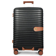Hard Shell Suitcase with 4 Wheels Expandable Lightweight Travel Luggage with Brown Trim Digit Lock Jetpack Black