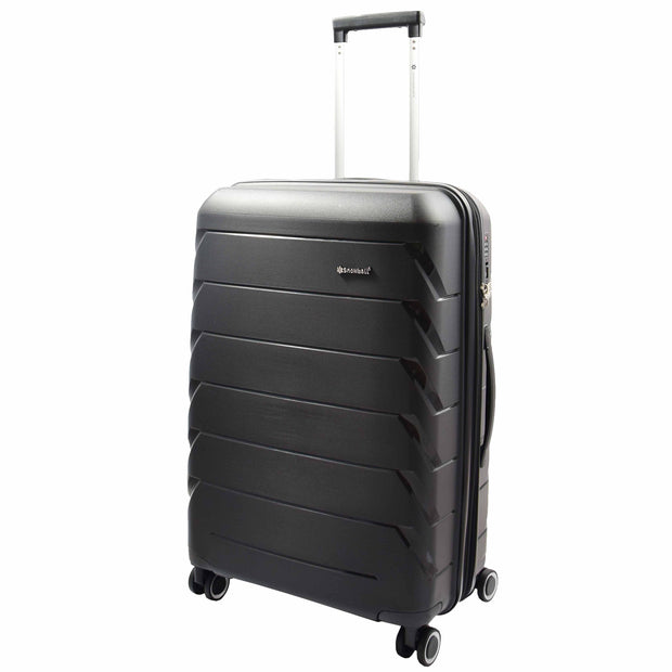 Strong 8 Wheel Hard Shell PP Luggage Expandable Suitcase Travel Bags Orion Black