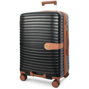 Hard Shell Suitcase with 4 Wheels Expandable Lightweight Travel Luggage with Brown Trim Digit Lock Jetpack Black