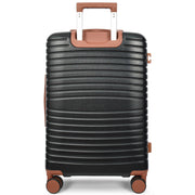 Hard Shell Suitcase with 4 Wheels Expandable Lightweight Travel Luggage with Brown Trim Digit Lock Jetpack Black
