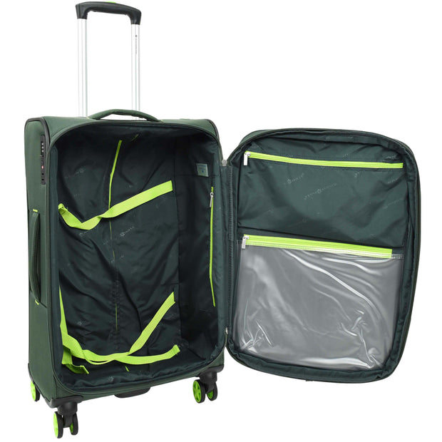 Dual 4 Wheel Soft Suitcases Lightweight Expandable Luggage TSA Lock Travel Bags Trivial Green