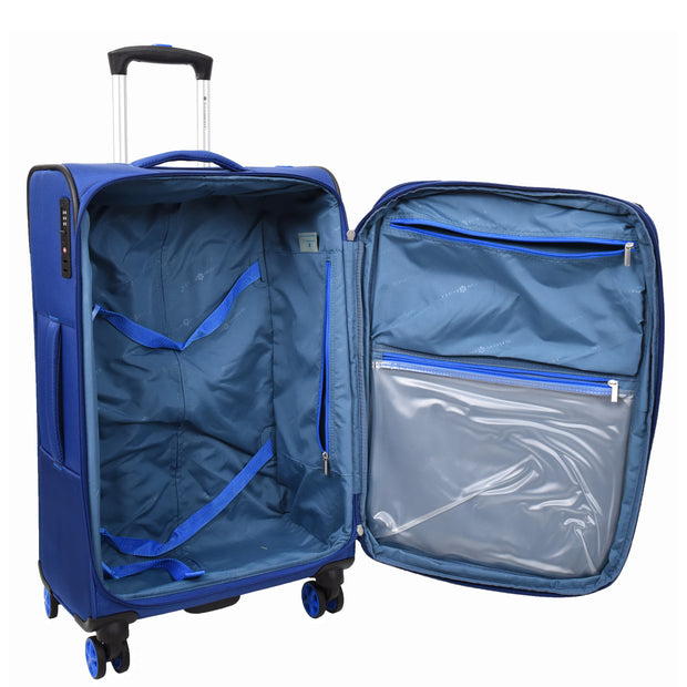 Dual 4 Wheel Soft Suitcases Lightweight Expandable Luggage TSA Lock Travel Bags Trivial Navy medium-3