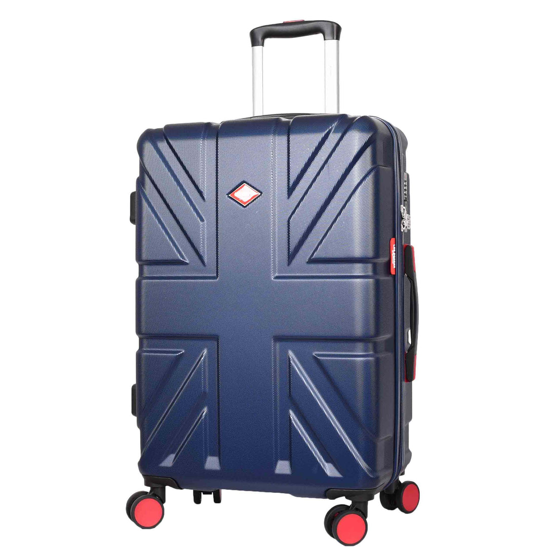 アビハリ型ukパンク British Union Flag 8 Wheel Luggage ABS Suitcases Navy| A1 Fashion