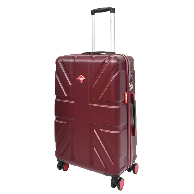 British Union Jack Hardside Spinner Suitcase 8 Wheels Hard Shell Travel Bag Burgundy medium-1