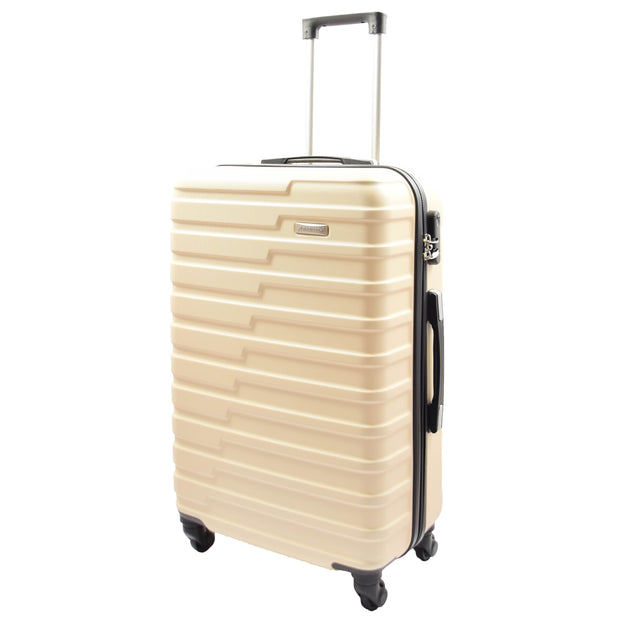 Robust 4 Wheel Suitcases ABS Off White Lightweight Digit Lock Luggage Travel Bag Stargate