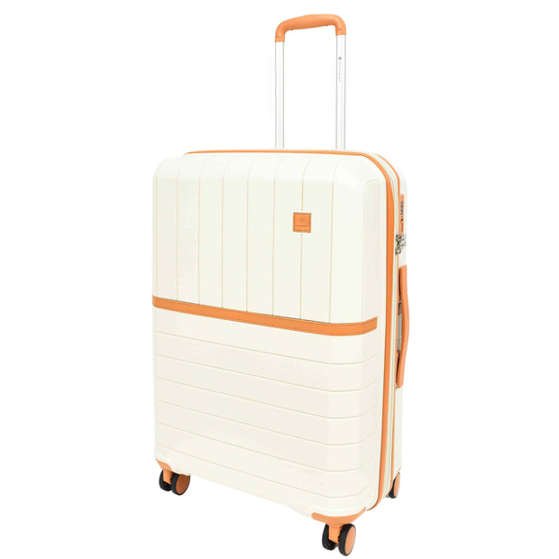 Solid 8 Wheel Luggage Lightweight PP Expandable Suitcases Travel Bags Cruise Milky