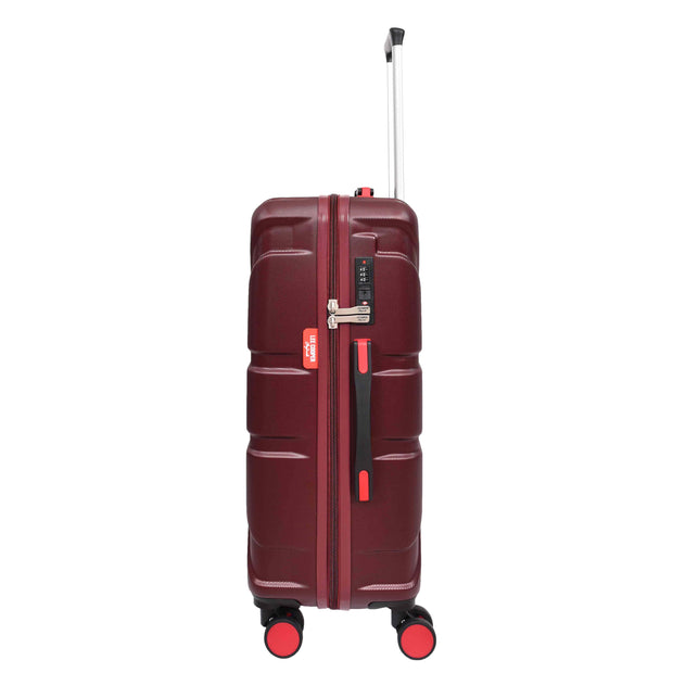 British Union Jack Hardside Spinner Suitcase 8 Wheels Hard Shell Travel Bag Burgundy medium-2
