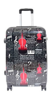 Dual 4 Wheel Luggage Hard Shell Music Print BELMORE 9